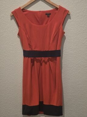 Ann Taylor Orange/Navy Cap-Sleeve Fit & Flare Mini Dress Size 2P NEW